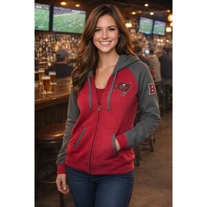 Reebok Tampa Bay Buccaneers Zip Hoodie Logo Women's Large With Rally Rag NWT